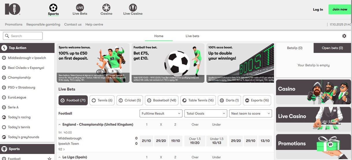 10BEt Sports UK Homepage