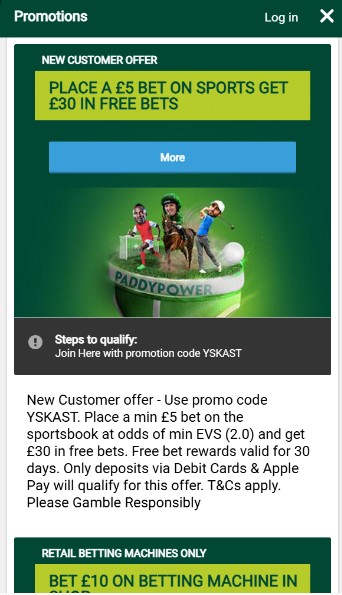PaddyPower Promotions Sports UK