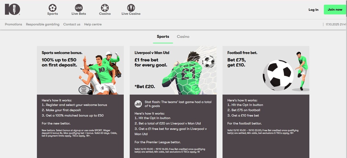 Promotions 10bet Sports UK