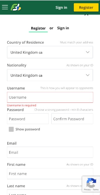 Fanteam Register Sportsbook UK mobile version