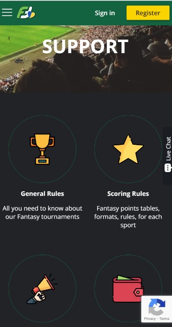 Fanteam Support Sportsbook UK mobile version