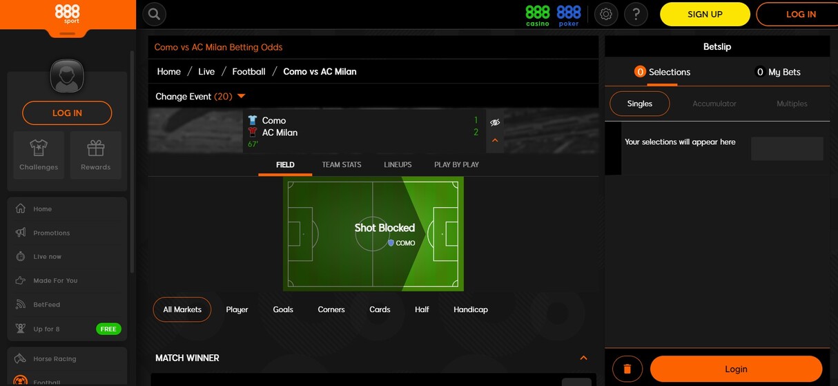 In play betting 888sport Sportsbook UK pc