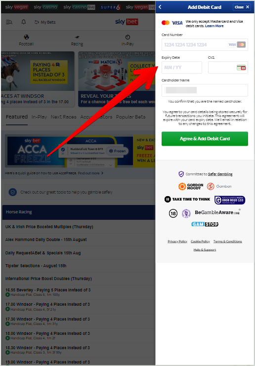 Skybet Deposit Process