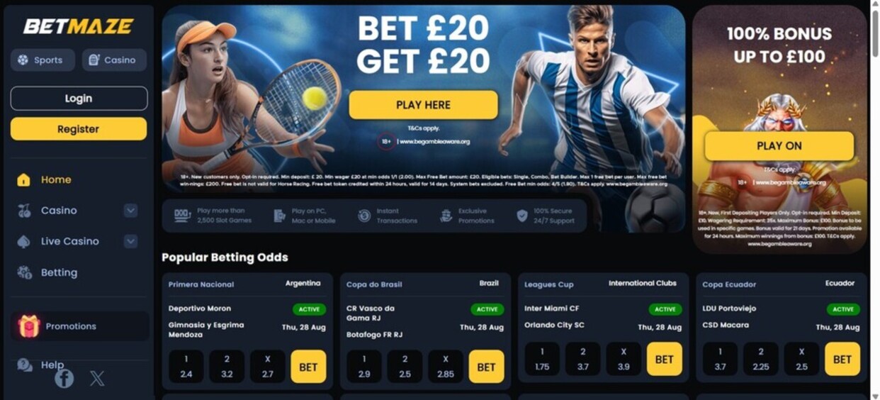 Betmaze Homepage UK