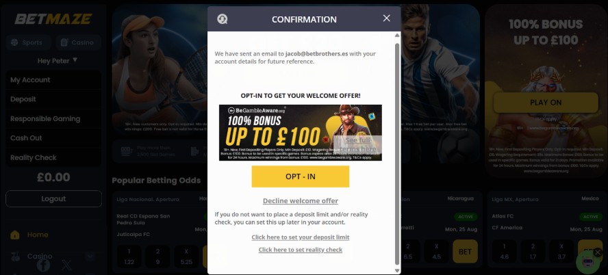 Betmaze Registration step3