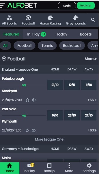 Alfobet Sportsbook Homepage UK