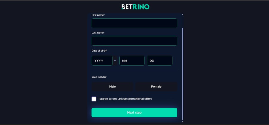 Betrino Sports UK Registration Step3