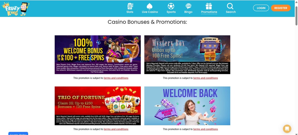 Fruity King Sports UK Promotions