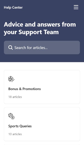 Help Center Spinzwin UK mobile