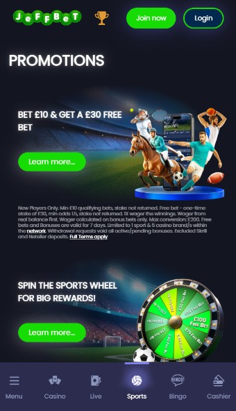 Jeffbet UK Sports Promotions