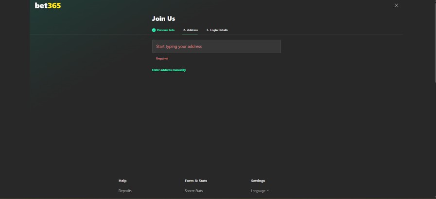 Registration bet365 step3 uk