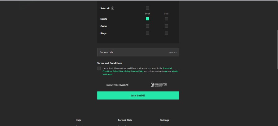 Registration bet365 step4 uk