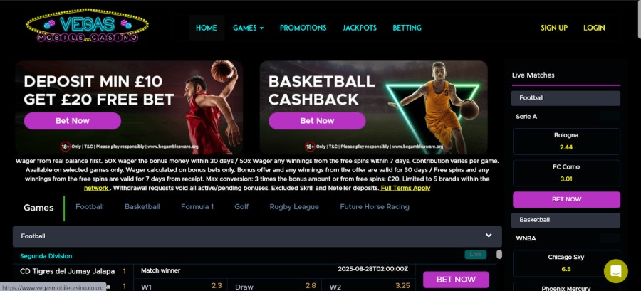 Registration Vegas Mobile Casino Sports Step1