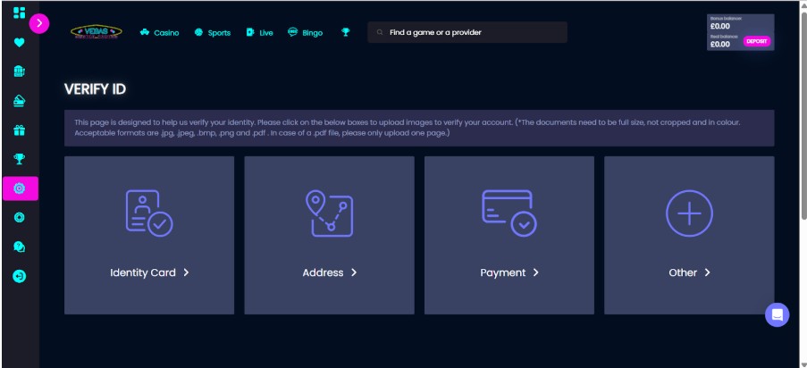 Registration Vegas Mobile Casino Sports Step5
