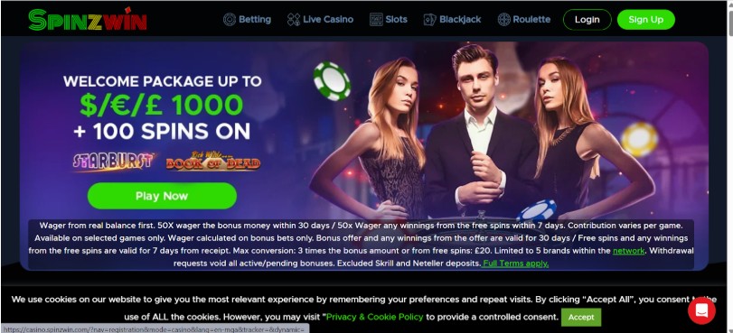 Spinzwin UK Registration Step1