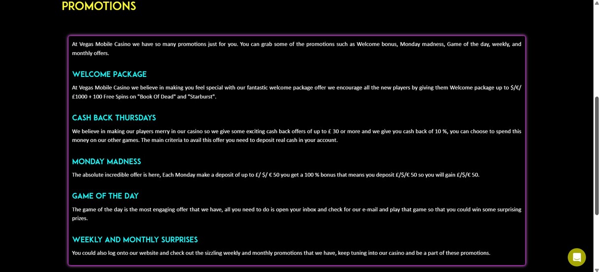Vegas Mobile Casino Promotions u