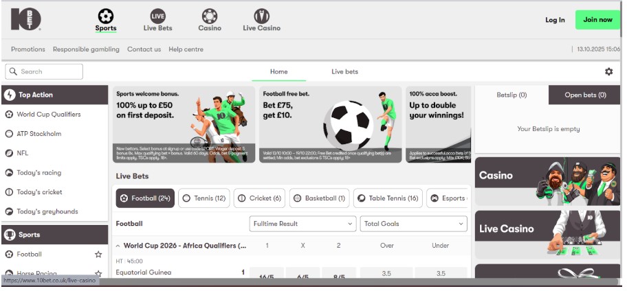 10bet Sports UK Registration Step1