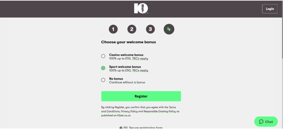10bet Sports UK Registration Step5