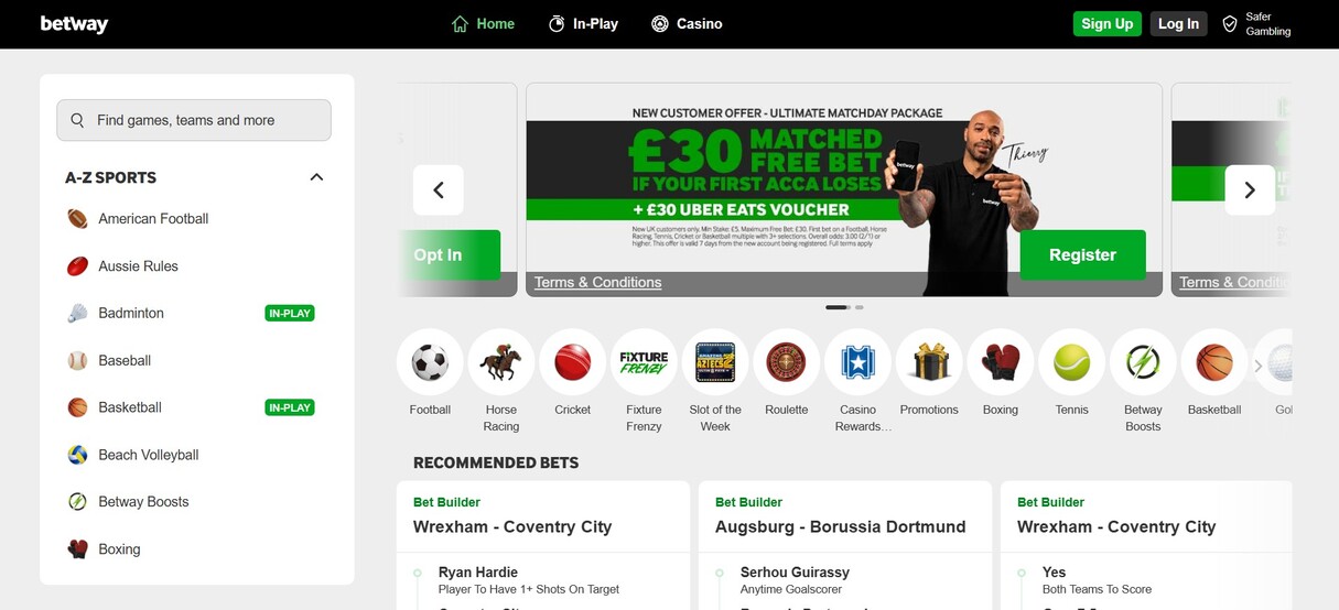 Betway UK Homepage Sportsbetting