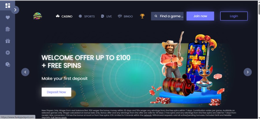 Funky Jackpot Sign up Step1