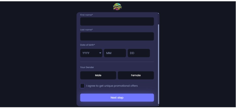 Funky Jackpot Sign up Step3