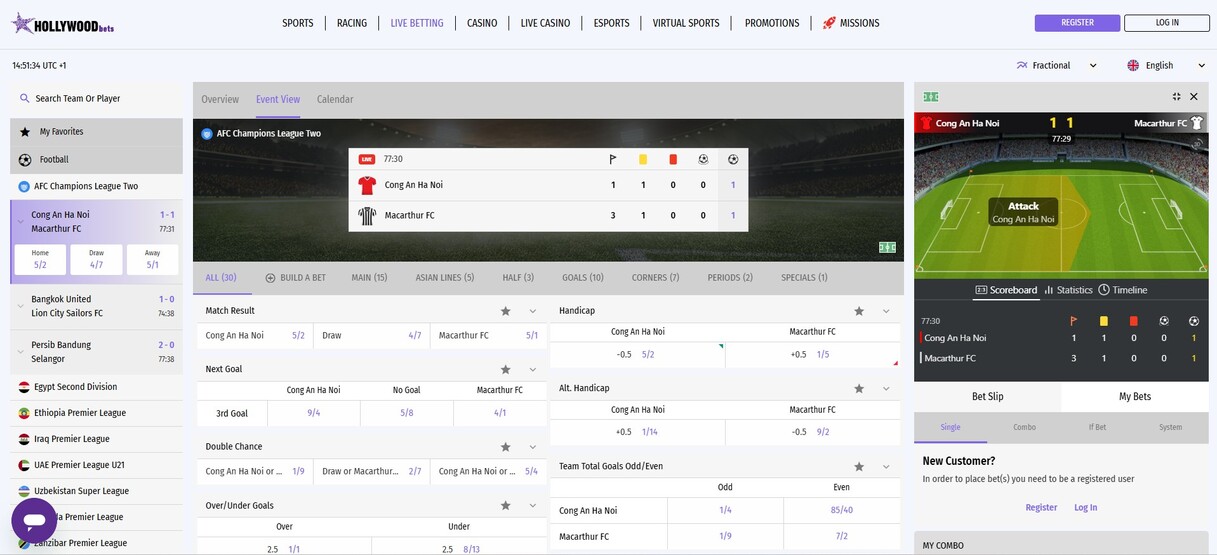 Hollywood Bets Inplay Sportsbetting UK