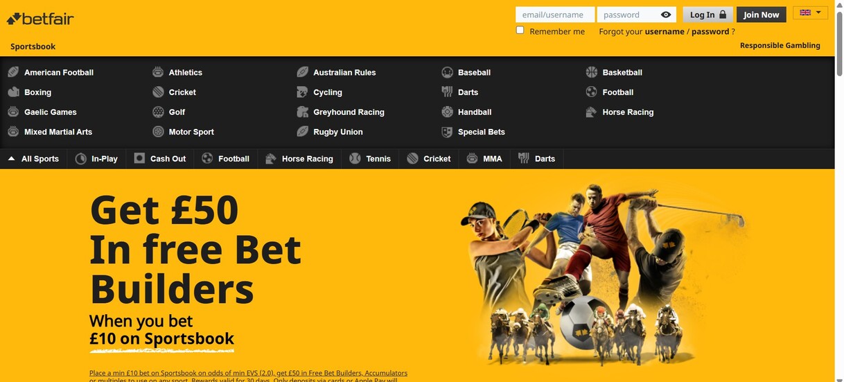 Homepage Betfair UK Sports