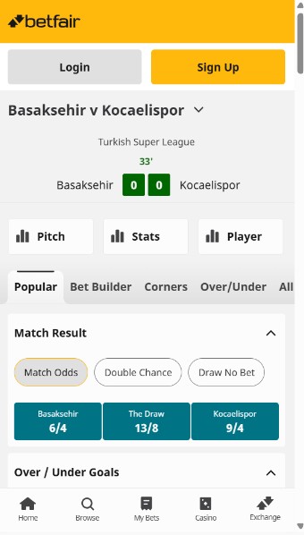 In play betting Betfair UK