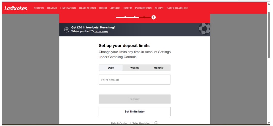 Ladbrokes UK Sports Registration Step5