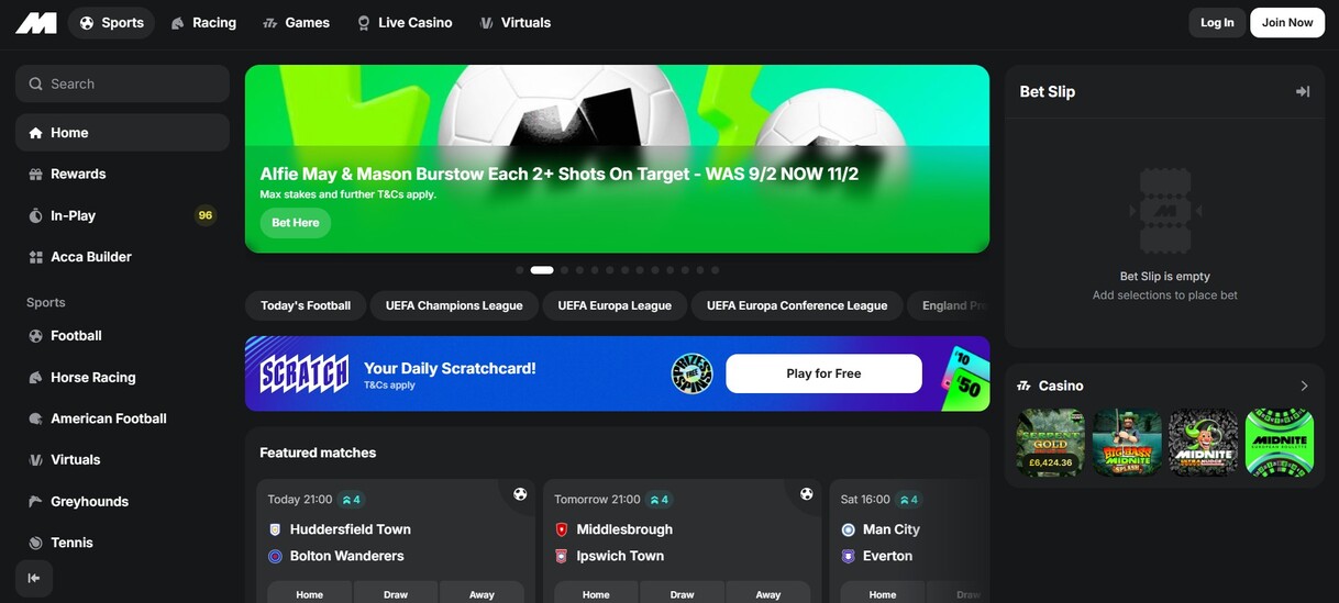 Midnite UK Homepage Sports