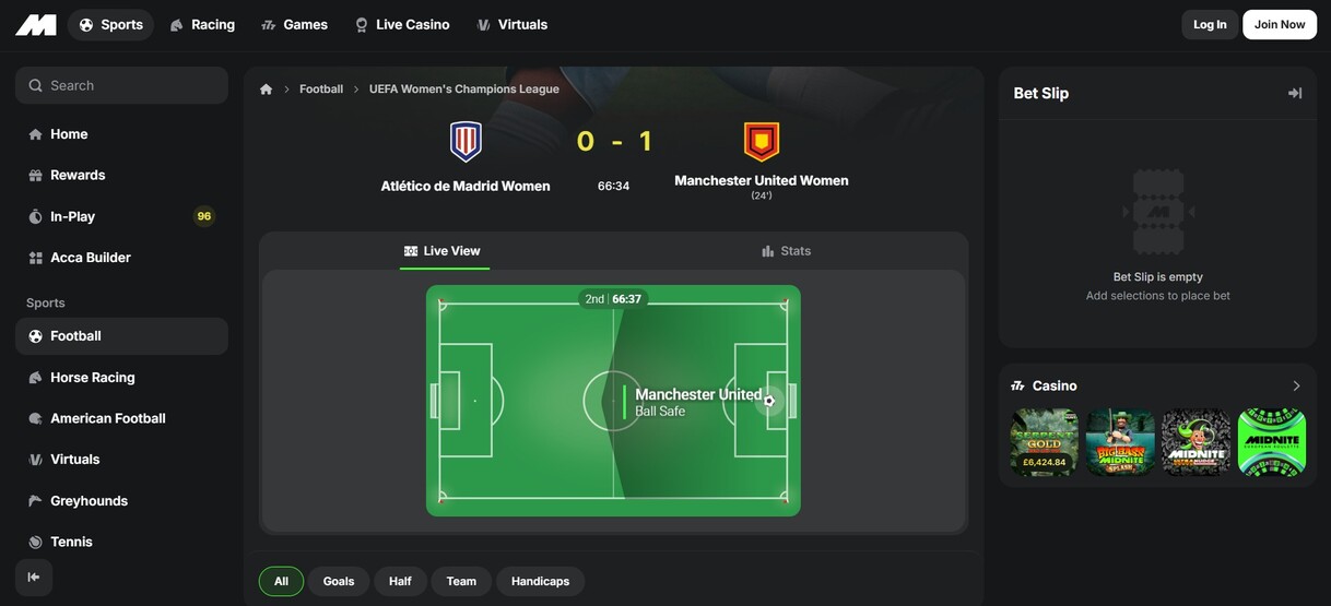 Midnite UK Inplay Betting Sports