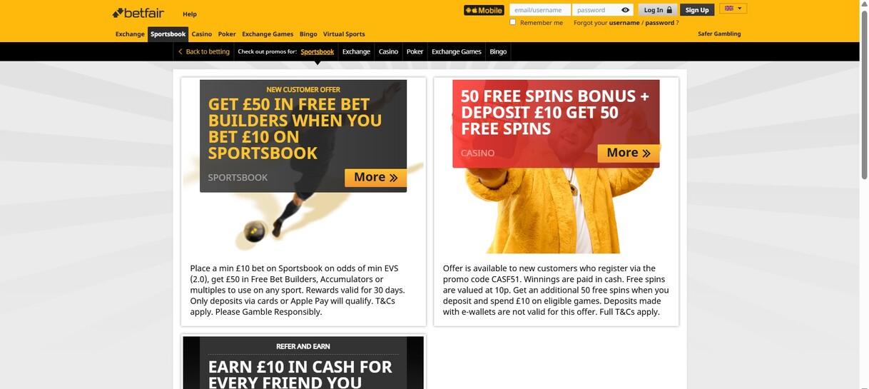 Promotions Betfair Sports UK