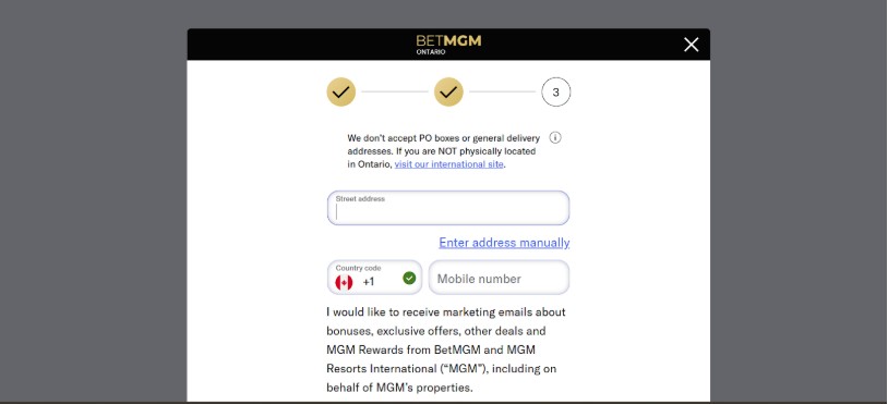 Registration BetMGM UK Step3