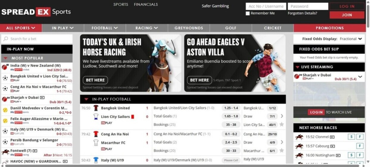 Spreadex Homepage Sportsbetting UK