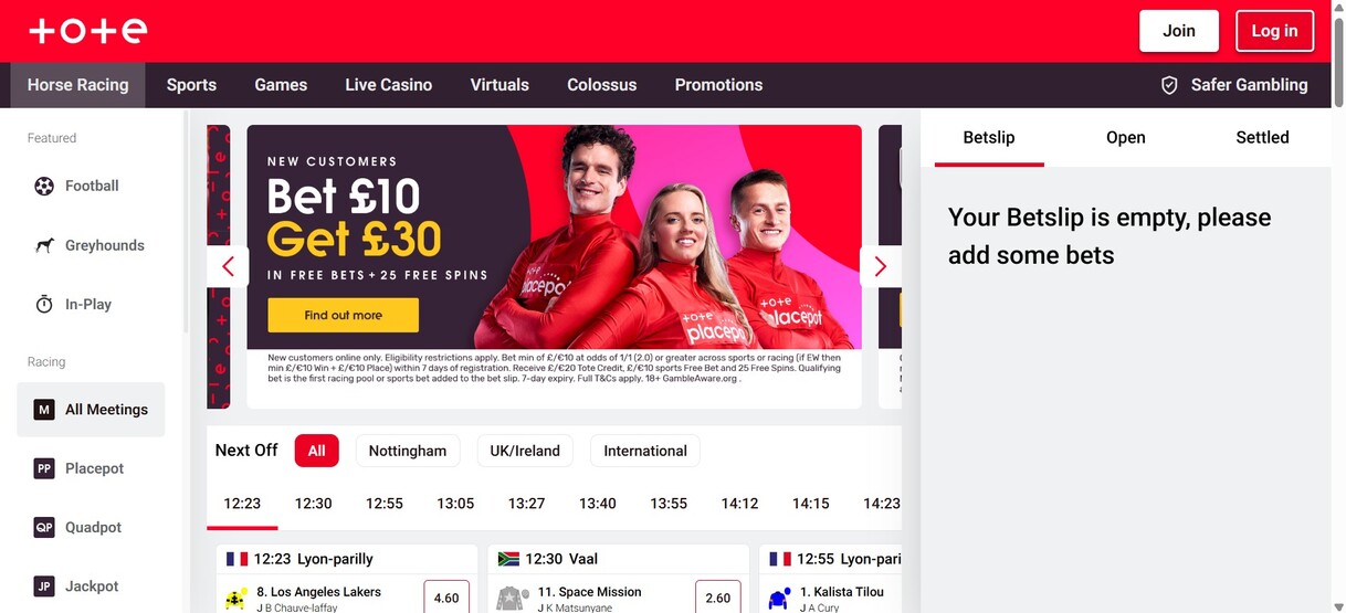 Tote UK Sports Homepage