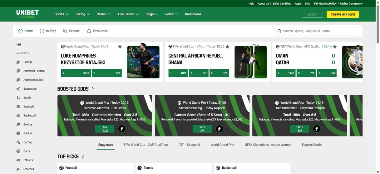 Unibet Homepage UK Sports