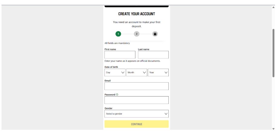 Unibet Registration UK Sports Step2