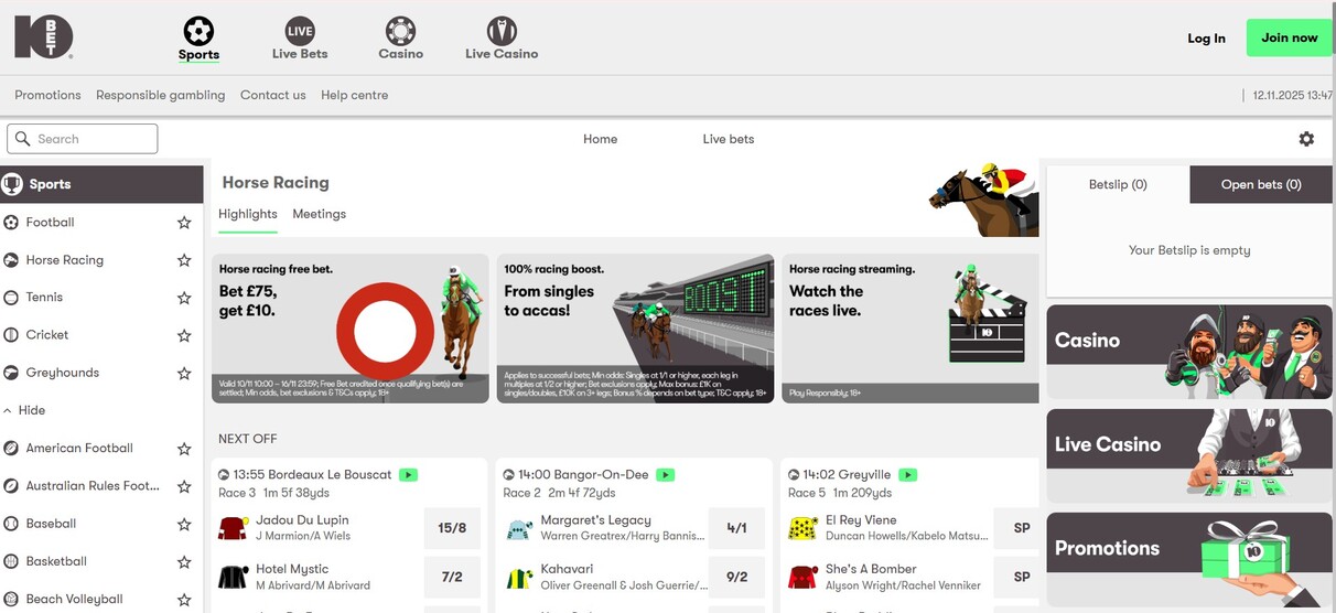10bet UK Horse Racing pc