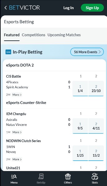 Betvictor Esports UK mobile