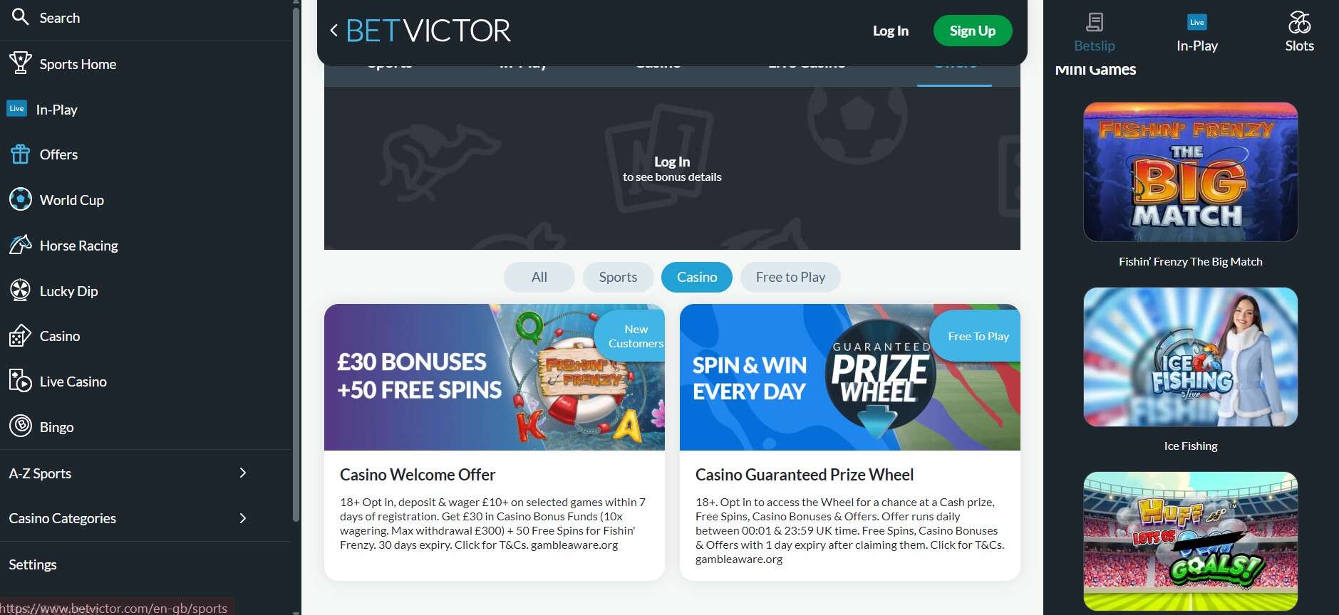 Betvictor UK Promotions pc updated