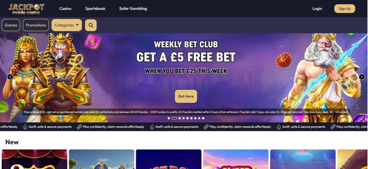 Jackpot Mobile Casino Homepage UK pc