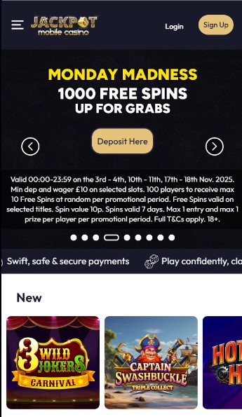 Jackpot Mobile Casino Homepage UK