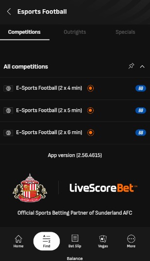 Livescorebet Esports UK mobile