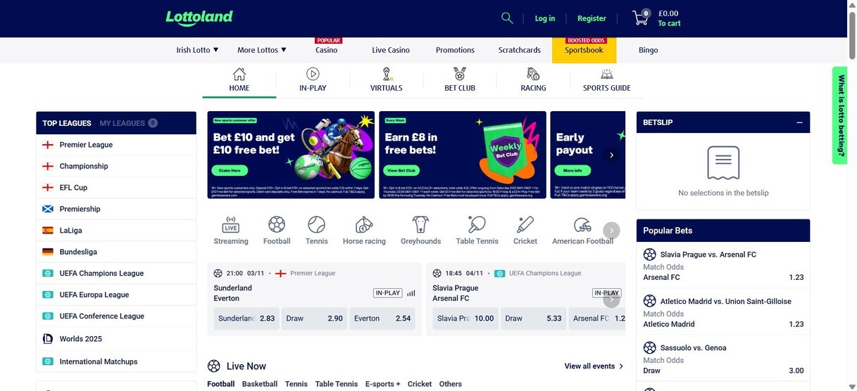 Lottoland Sportsbook UK Homepage