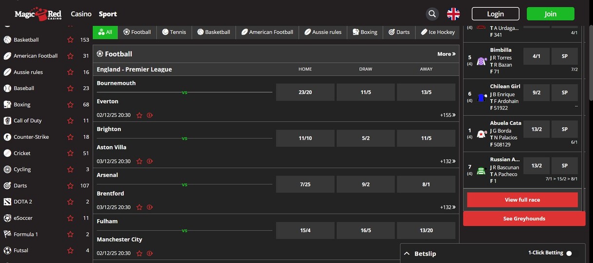 MagicRed Sports Betting Homepage UK pc