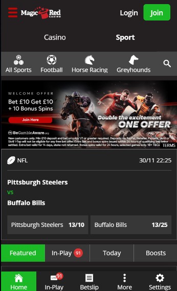 MagicRed Sports Betting Homepage UK