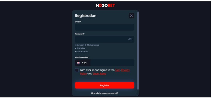 Mogobet Sportsbook UK Registration Step2