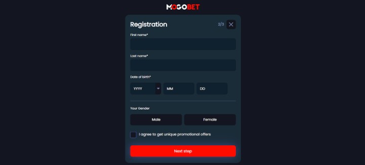 Mogobet Sportsbook UK Registration Step3