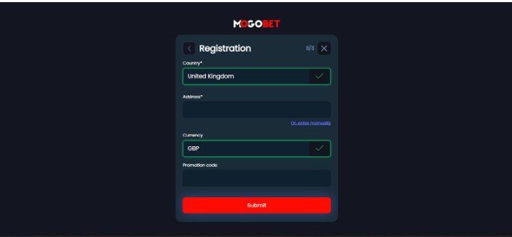 Mogobet Sportsbook UK Registration Step4