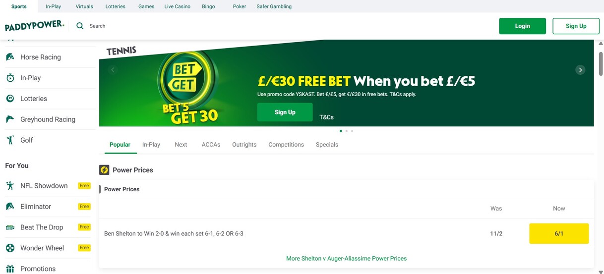 PaddyPower UK Tennis